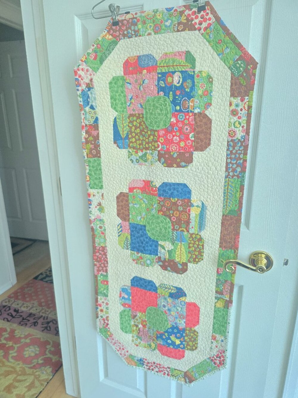 Bright Pastel Colors Quilted Handmade Table Runner